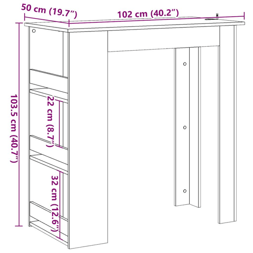 vidaXL Mesa de bar com prateleira 102x50x103,5 cm carvalho artisiano vidaXL Mesa de bar com prateleira 102x50x103,5 cm carvalho artisiano