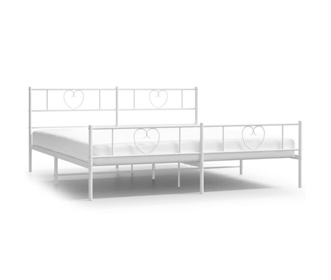 Estructura cama metal con cabecero y pie cama blanco 183x213 cm con cabecero y pie de cama