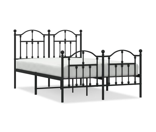 Estructura de cama con cabecero y pie metal negro 120x190 cm con cabecero y pie de cama
