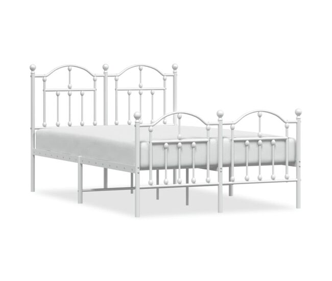 Estructura cama metal con cabecero y estribo blanco 120x200 cm con cabecero y pie de cama