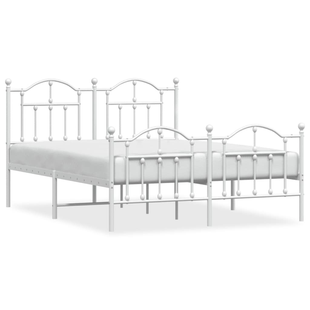 Estructura cama metal con cabecero y estribo blanco 140x200 cm con cabecero y pie de cama