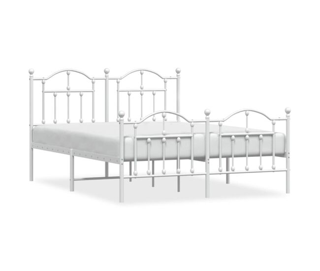 Estructura cama metal con cabecero y estribo blanco 140x200 cm con cabecero y pie de cama