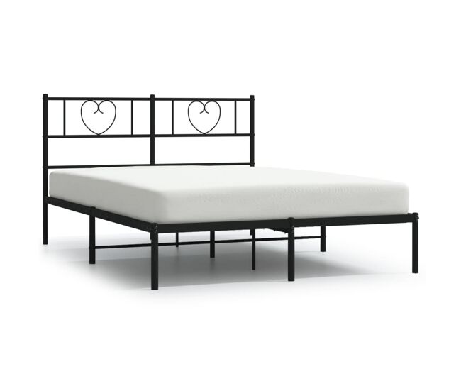 Estructura de cama con cabecero metal negro 120x190 cm con cabecero