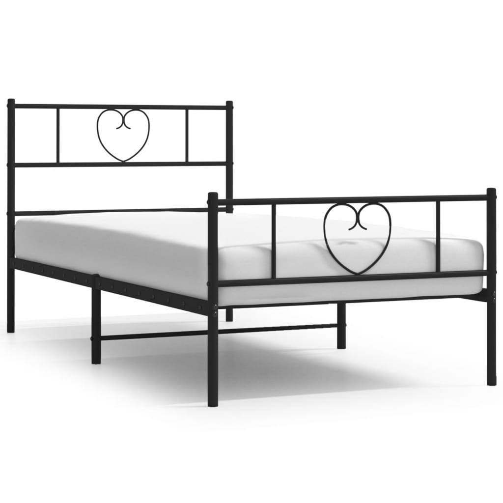 estructura de cama con cabecero y estribo metal negro 100x190cm con cabecero y pie de cama