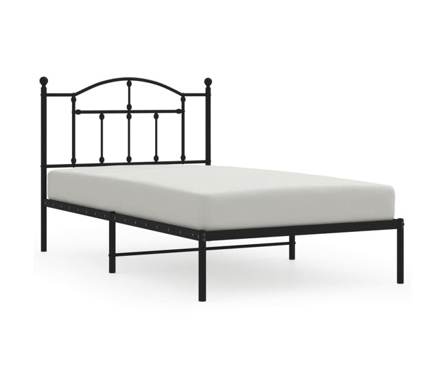 Estructura de cama con cabecero metal negro 100x190 cm con cabecero