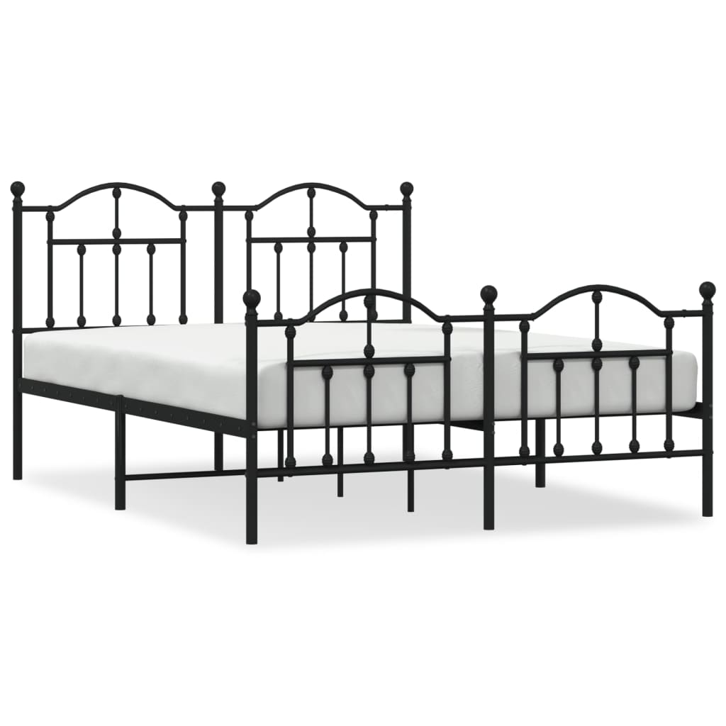estructura de cama cabecero y pie de cama metal negro 135x190cm con cabecero y pie de cama