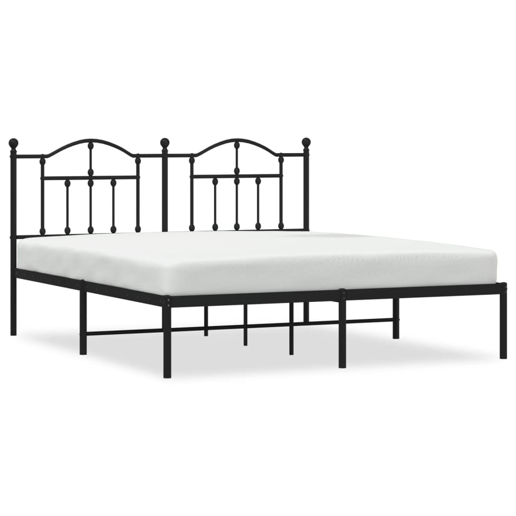 estructura de cama con cabecero metal negro 183x213 cm con cabecero