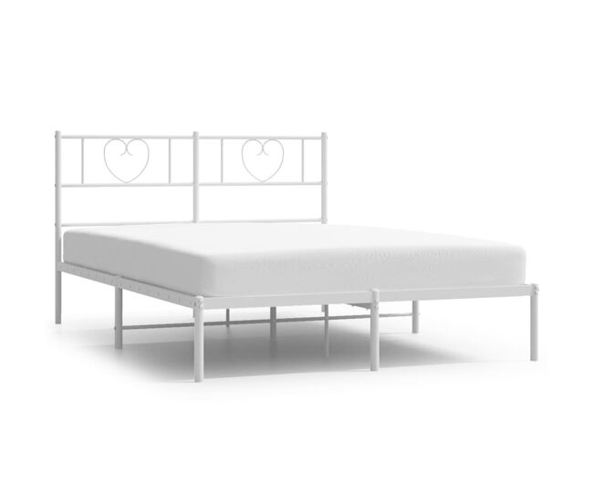 Estructura de cama con cabecero metal blanca 140x200 cm con cabecero