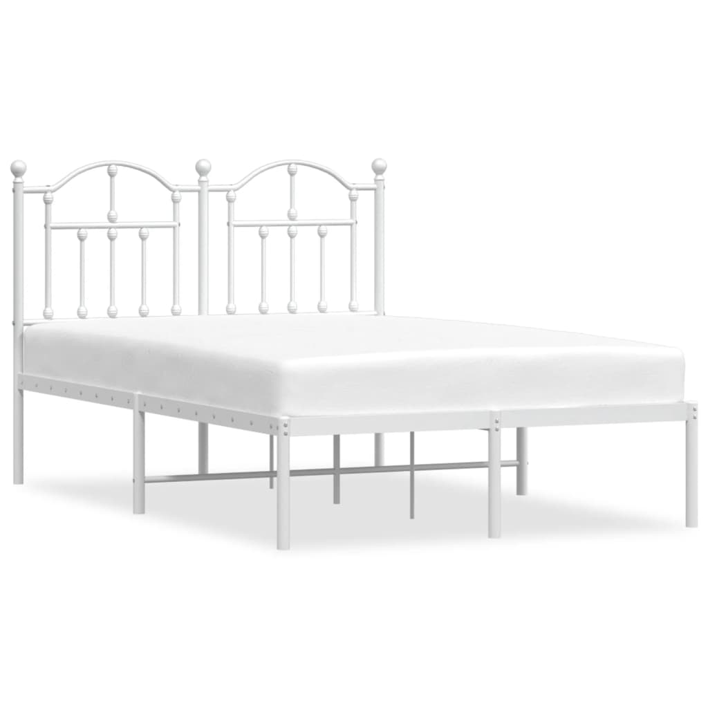 Estructura de cama de metal con cabecero blanca 120x200 cm con cabecero