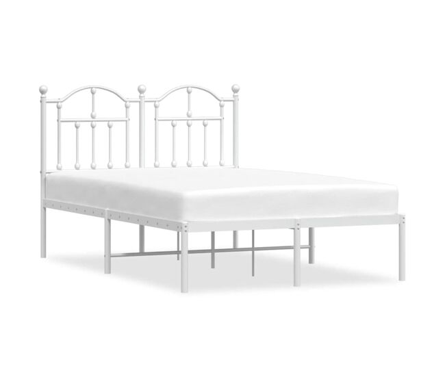 Estructura de cama de metal con cabecero blanca 120x200 cm con cabecero