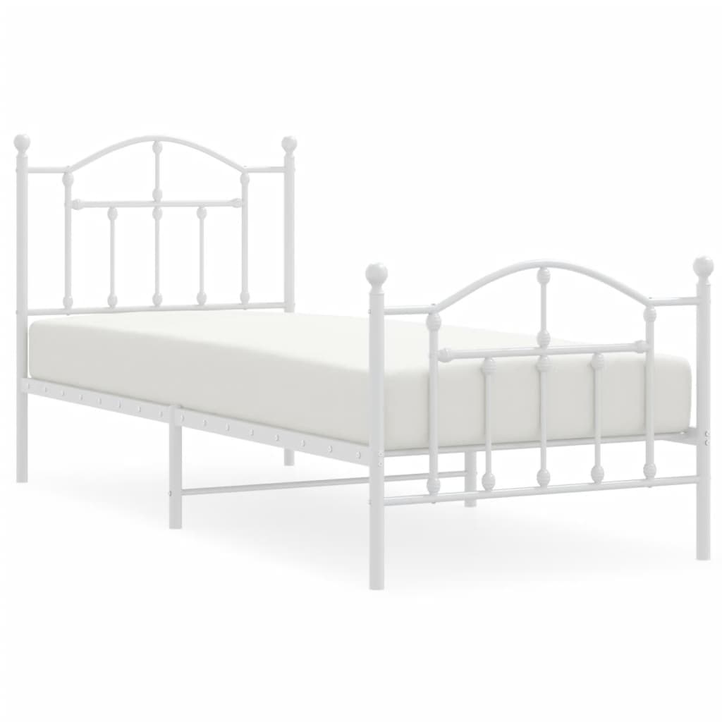 Estructura cama metal con cabecero y pie cama blanca 80x200 cm con cabecero y pie de cama