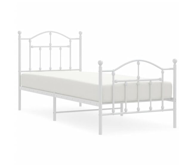 Estructura cama metal con cabecero y pie cama blanca 80x200 cm con cabecero y pie de cama
