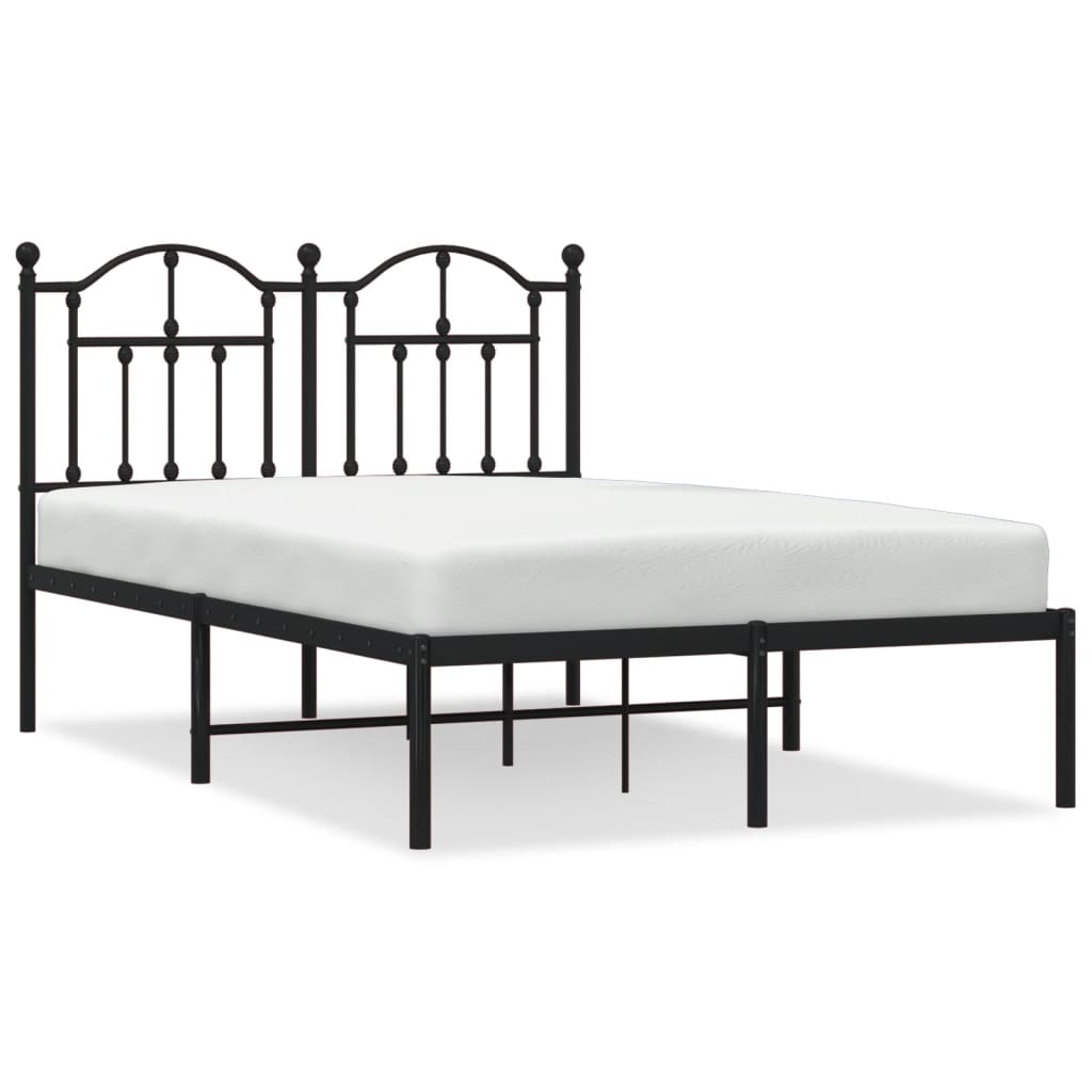 Estructura de cama con cabecero metal negro 120x200 cm con cabecero