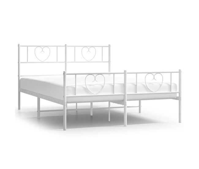 Estructura cama metal cabecero y pie de cama blanco 140x190 cm con cabecero y pie de cama