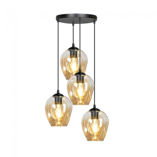 Lámpara colgante Domos (4 luces)  Cristal - Metal  Moderno
