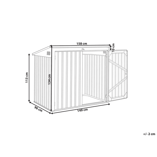 Abrigo de jardim MOENA Metal 158 cm 96 cm Cinzento claro