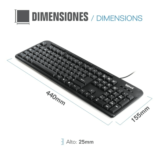 Teclado iggual CK-BASIC-120T QWERTY USB Preto Espanhol Macaco (1 Peça)