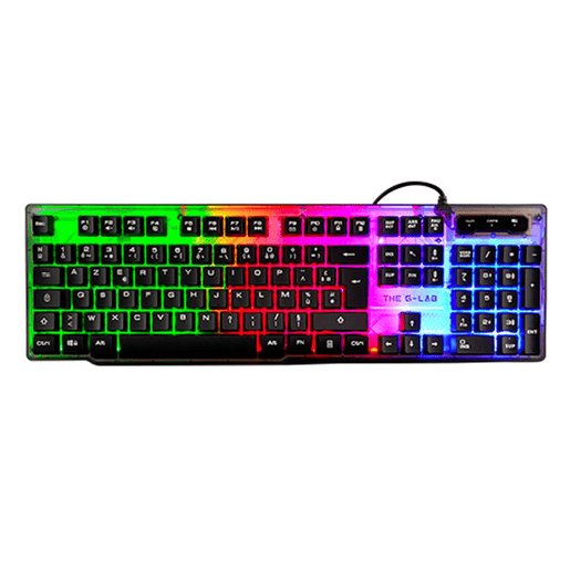 Teclado The G-Lab Keyz Neon Preto Qwerty espanhol QWERTY