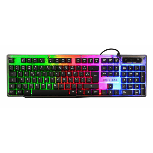 Teclado The G-Lab Keyz Neon Preto Qwerty espanhol QWERTY