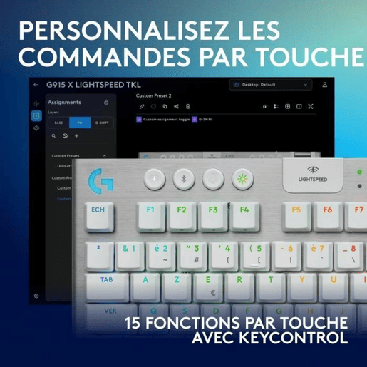 Teclado Logitech G915 X Branco Francês AZERTY