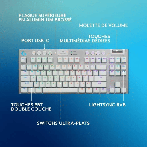 Teclado Logitech G915 X Branco Francês AZERTY