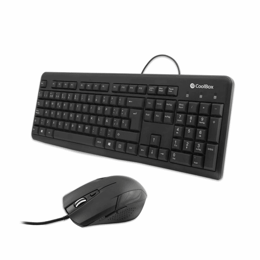 Teclado e Rato CoolBox COO-KTR-01U Qwerty espanhol Preto