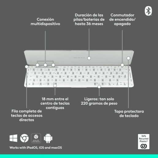Teclado Logitech Branco QWERTY Teclado Logitech Branco QWERTY