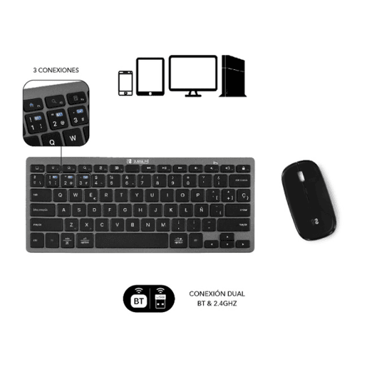 Teclado Subblim SUBKBC-OCO020 Cinzento (2 Unidades) Teclado Subblim SUBKBC-OCO020 Cinzento (2 Unidades)
