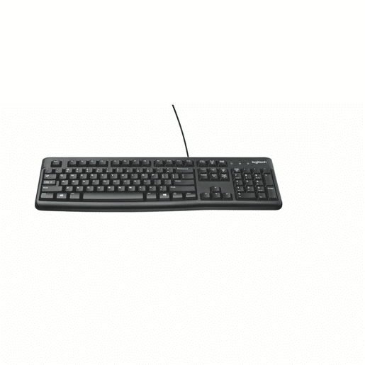 Teclado Logitech Keyboard K120 for Business Preto Branco Inglês
