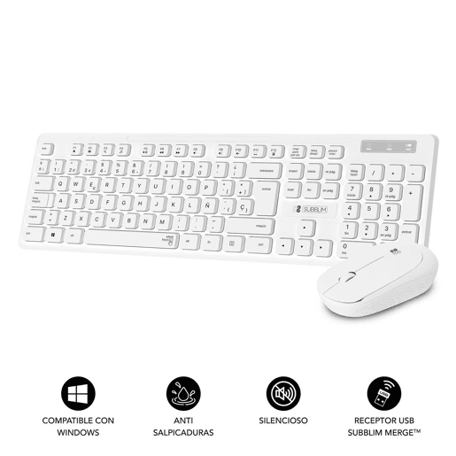 Teclado e Rato sem Fios Subblim BUSINESS SLIM Branco