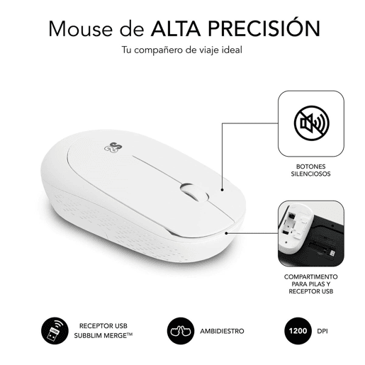 Teclado e Rato sem Fios Subblim BUSINESS SLIM Branco
