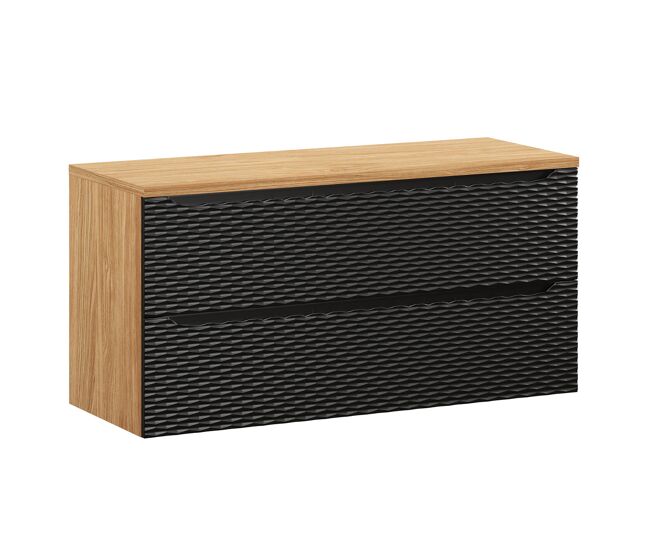 Mueble bajo lavabo 120cm 2 cajones encimera elora negro y madera