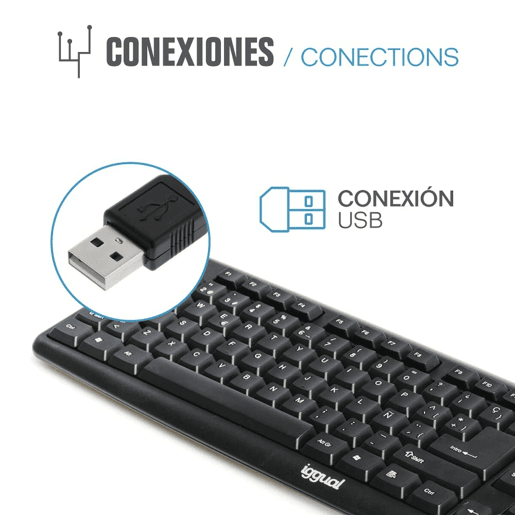 Teclado iggual CK-BASIC-105T QWERTY USB Preto Espanhol Macaco (1 Peça) Teclado iggual CK-BASIC-105T QWERTY USB Preto Espanhol Macaco (1 Peça)