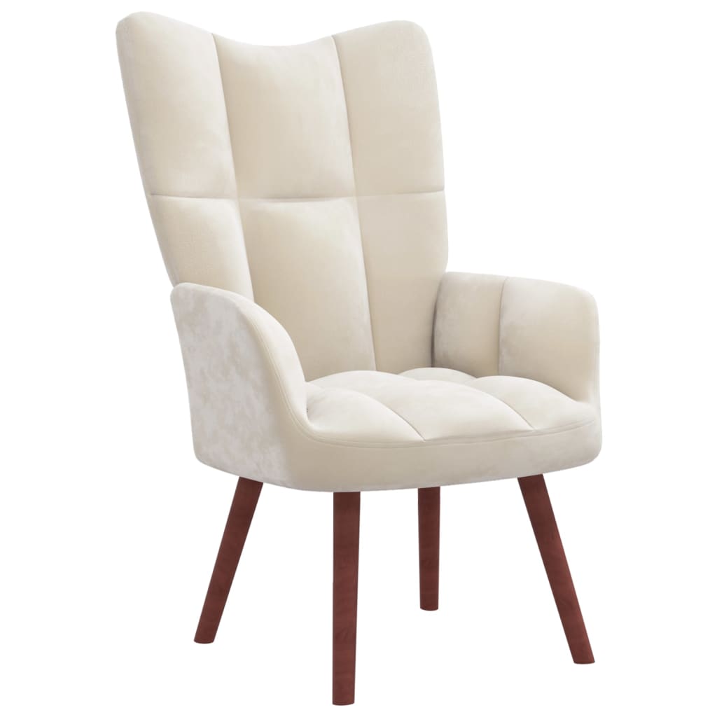 Vidaxl sillón de relax de terciopelo blanco crema