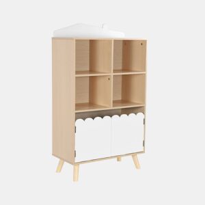 Estante de livros para crianças, 2 portas e 4 prateleiras, Azur, Branco, 60x30x104.5 cm