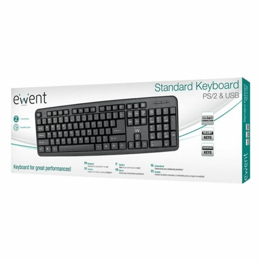 Teclado Ewent EW3109 PS2 USB Preto Teclado Ewent EW3109 PS2 USB Preto