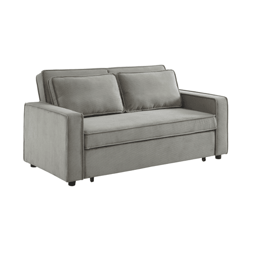 Sofá-cama conversível em veludo caneladode 3 lugares, Chill veludo canelado, Cinza Claro, 172.5x91.5x88.5 cm