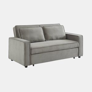 Sofá-cama conversível em veludo caneladode 3 lugares, Chill veludo canelado, Cinza Claro, 172.5x91.5x88.5 cm