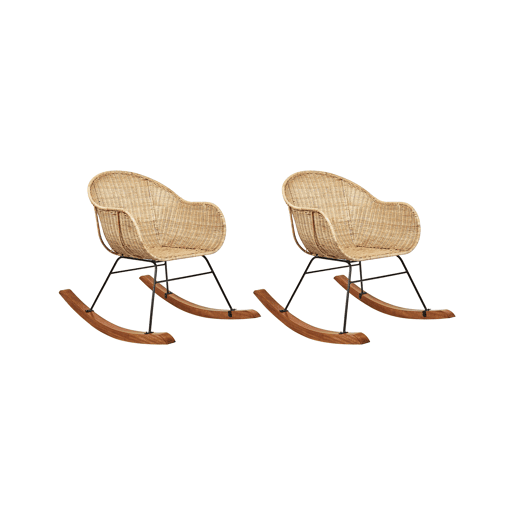 Poltrona de Baloiço LAVINIO Conjunto de 2 Rattan Natural