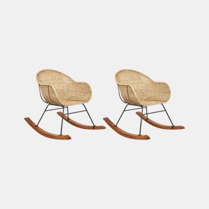 Poltrona de Baloiço LAVINIO Conjunto de 2 Rattan Natural
