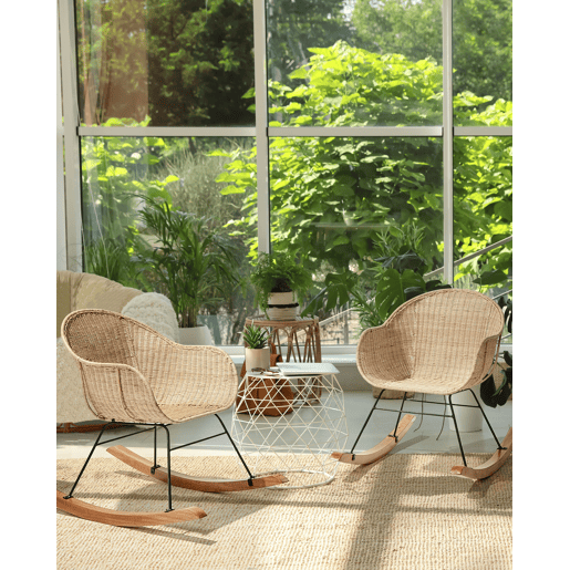 Poltrona de Baloiço LAVINIO Conjunto de 2 Rattan Natural