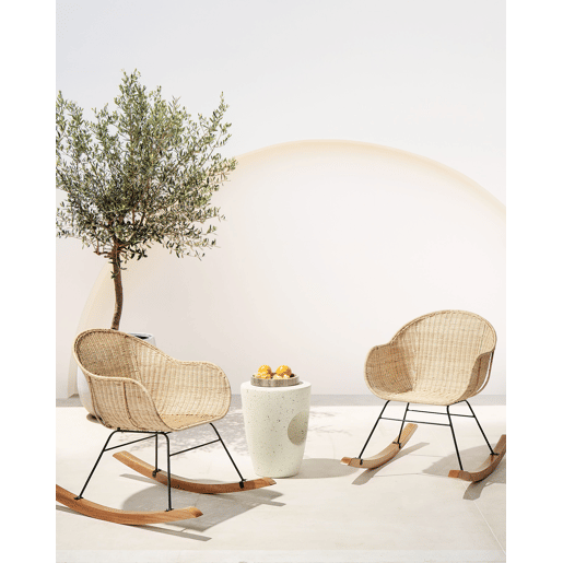 Poltrona de Baloiço LAVINIO Conjunto de 2 Rattan Natural