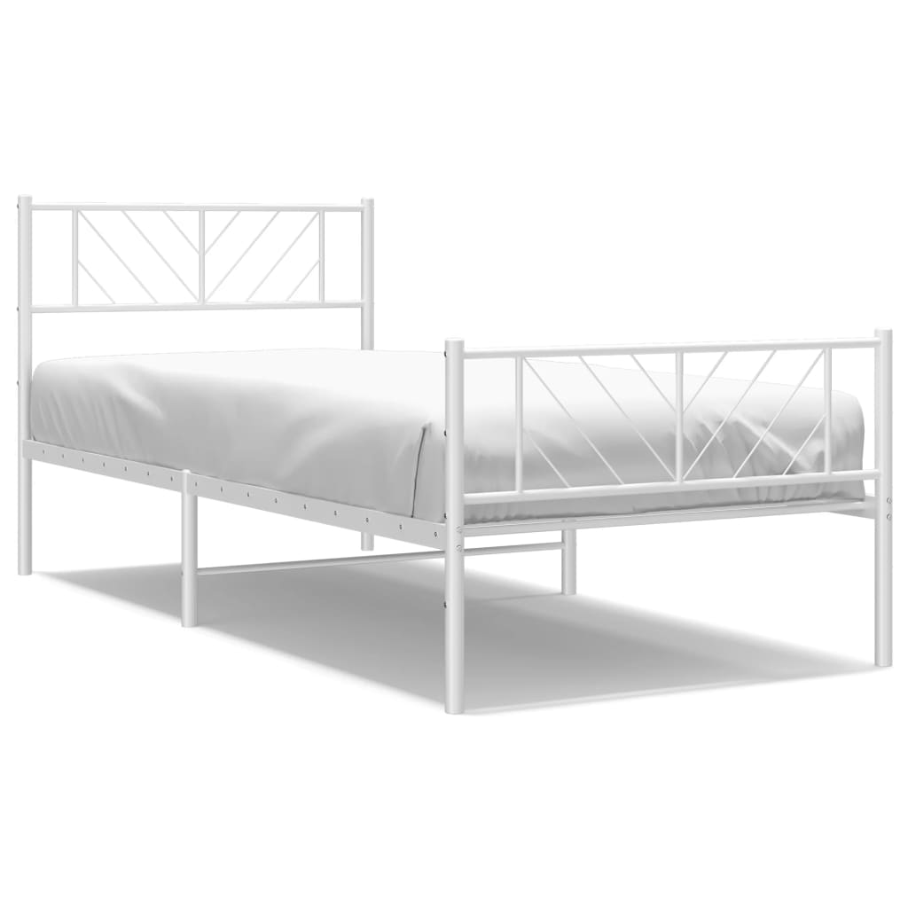 Estructura cama metal con cabecero y pie cama blanca 100x200 cm con cabecero y pie de cama