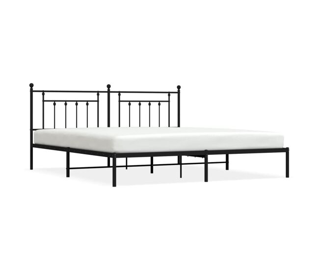 Estructura de cama con cabecero metal negro 193x203 cm con cabecero