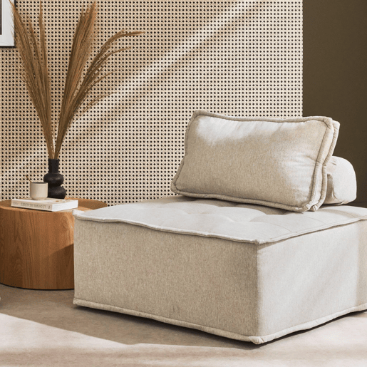 Módulo para sofá modular em tecido estofado, 1 lugar, Dao, Beige, 90x90x40 cm