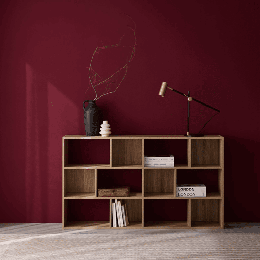 Estante de 3 prateleiras com 12 compartimentos, Pieter, Natural, 140x23x80 cm