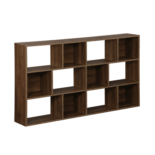 Estante de 3 prateleiras com 12 compartimentos, Pieter, Madeira de nogueira, 140x23x80 cm