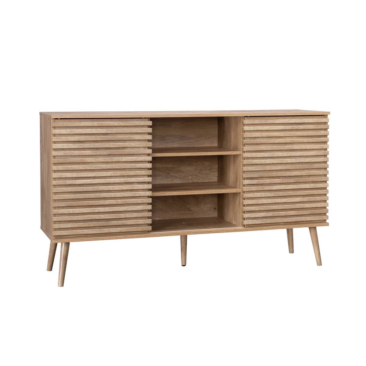Aparador escandinavo de madera con 2 puertas, 140cm 140 Madera Clara