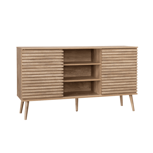 Aparador escandinavo em madeira, 2 portas, 140cm, Madere, Natural, 140x39x79 cm
