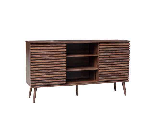 Aparador escandinavo de madera con 2 puertas, 140cm nogal - 140x39x79 cm